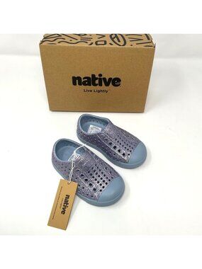 Native Jefferson Slip On Vegan Water Shoes Alaska Bling/Blue Girl Toddler Size 5